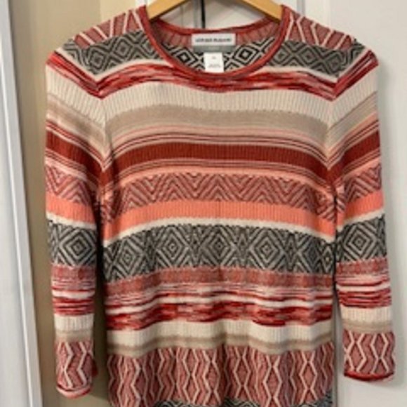 Women's Top Multicolor Alfred Dunner Size: PS 100% Rayon 3/4 Length Sleeves - Picture 1 of 3